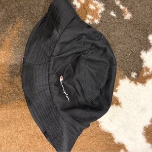 Champion Black Bucket Hat with Embroidered Logo